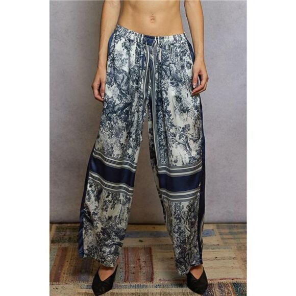 POL Floral Printed Woven Wide Leg Drawstring Pants - Picture 1 of 7